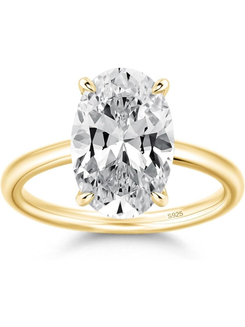 Stunning 3.5 Carat Elongated Oval Cut Engagement Ring in 925 Sterling Silver